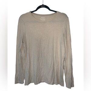 Chicos the ultimate tee in beige shimmer long‎ sleeve size medium